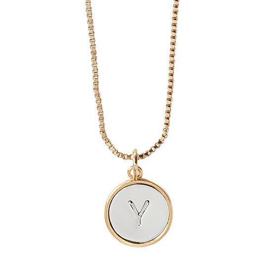 Stamped Charm Necklace, Chain and Charm, Y