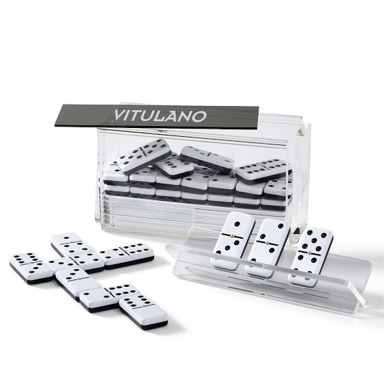 Acrylic Domino Game Set with Racks, Smoke