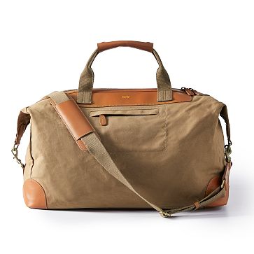 Beckett Waxed Canvas and Leather Weekender, Khaki