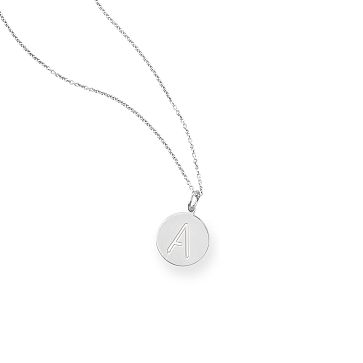 Single Initial Disc Necklace, 16", Silver