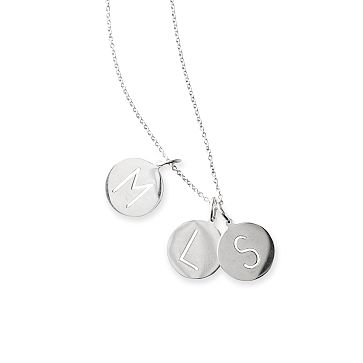 Layered 3-Disc Initial Necklace, 16" Chain, Sterling Silver