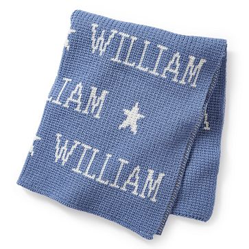 Personalized Knit Baby Blanket, Country Blue
