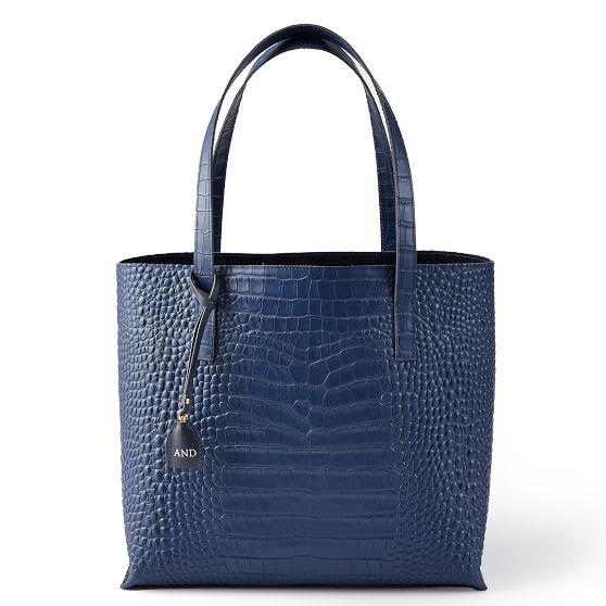 Everyday Italian Croc Embossed Tote, Navy