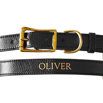 Leather Pet Collar, Small, Black
