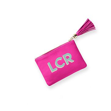 Leather Tassel Zipper Pouch, Orchid, Small, Printed