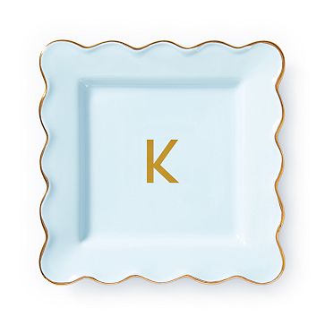 Scalloped Ceramic Catchall, Square, Sky Blue
