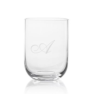 Handblown Vase, 7 inches, Clear, Monogrammed
