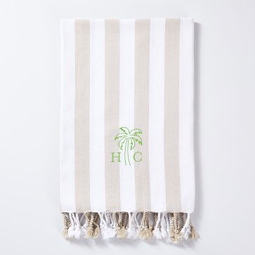 Cabana Stripe Lightweight Turkish Towel, Flax, Single