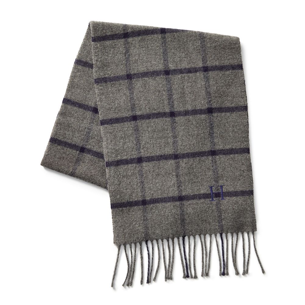 Italian Men's Scarf, Grey Windowpane