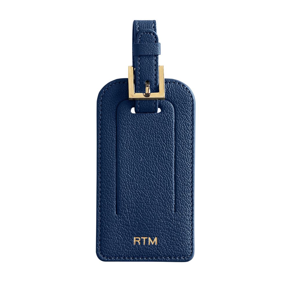 Leather Luggage Tag, Navy