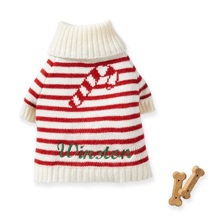 Candy Cane Dog Sweater