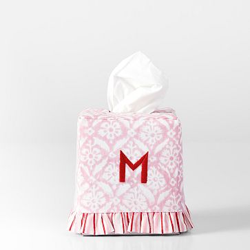 Block Print Tissue Box Cover, Pink