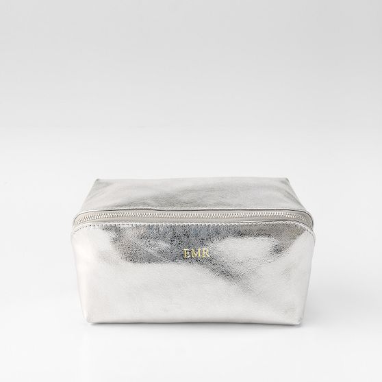 Fillmore Vegan Diamond Travel Pouch, Large, Silver