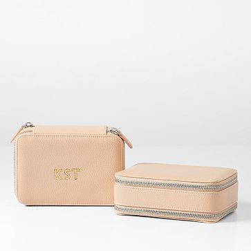 Dual Sided Travel Jewelry Case, Foil Debossed, Blush