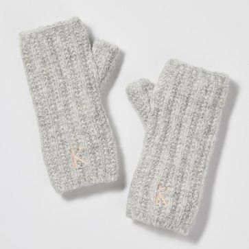 Chunky Knit Fingerless Gloves, Grey