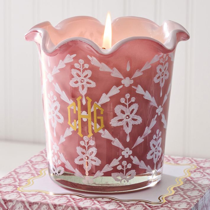 Hand Painted Block Print Candle