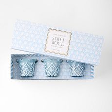 Hand Painted Block Print Votive Candle, Set of 3