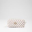 Block Print Travel Pouch, Small, White-Pink Flower