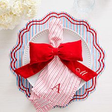 Block Print Ruffle Edge Dinner Napkins, Set of 4