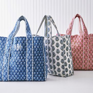 Block Print Quilted Oversized Tote
