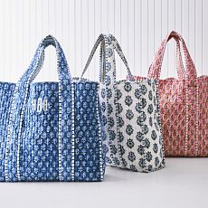 Block Print Quilted Oversized Tote