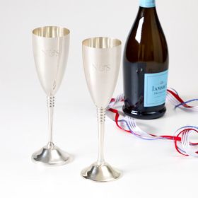 Personalized Celebration Silver Flutes, Set of 2