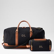 Graham Canvas and Leather Weekender and Travel Pouch Set
