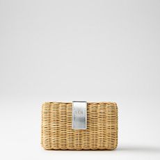 Wicker and Leather Clutch