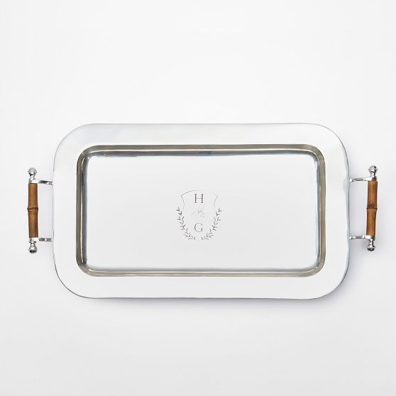 Silver and Bamboo Serving Tray