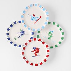 Ski Ceramic Appetizer Plates, Set of 4