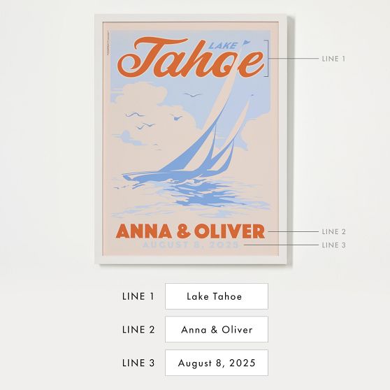 On The Water Personalized Wall Art, 18x24, Orange