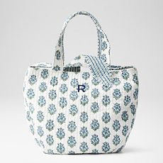 Block Print Quilted Tie Tote