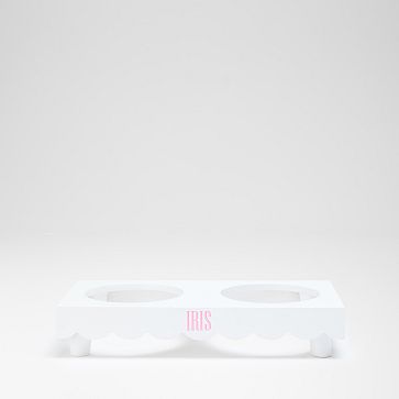 Build Your Scalloped Pet Bowl Stand, White, Small