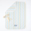 Quilted Dog Blanket, Sky Blue-Sand Stripe, 30"x40"
