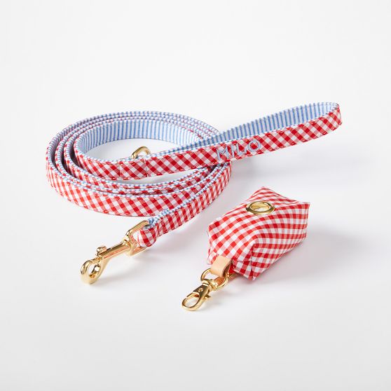 Classic Patterned Dog Leash Set, Red Gingham, Small