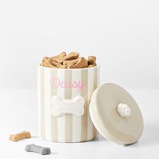 Striped Ceramic Dog Treat Jar