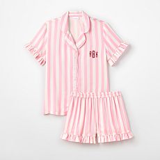 Ruffle Sateen Short Pajamas