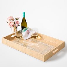 Embroidered Raffia Tray