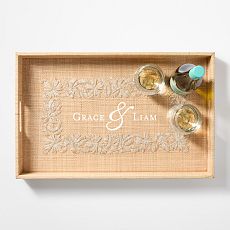 Embroidered Raffia Tray