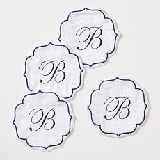 Bespoke Embroidered Coasters, Set of 4