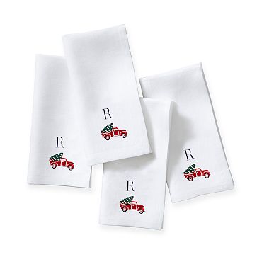 Embroidered Holiday Dinner Napkins, Set Of 4
