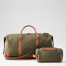 Graham Canvas and Leather Weekender and Travel Pouch Set