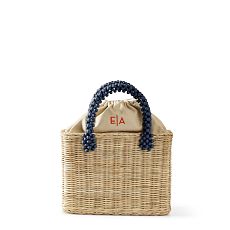Wicker and Leather Beaded Bag