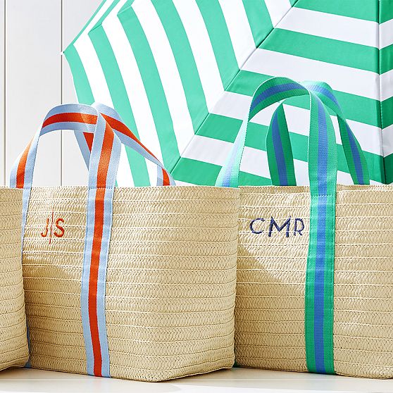Oversized Ribbon Straw Beach Tote