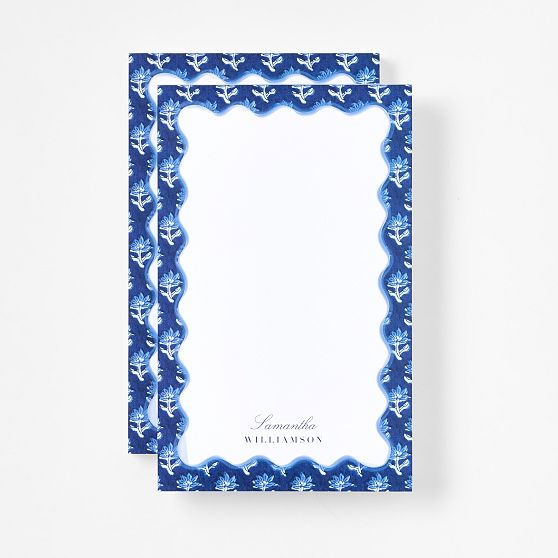 Personalized Block Print Stationery Notepads, Set of 2