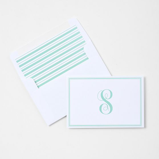 Personalized Coastal Stripe Stationery Folded Cards, Set of 24