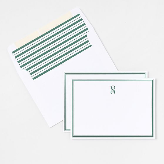 Personalized Coastal Stripe Stationery Note Cards, Set of 24