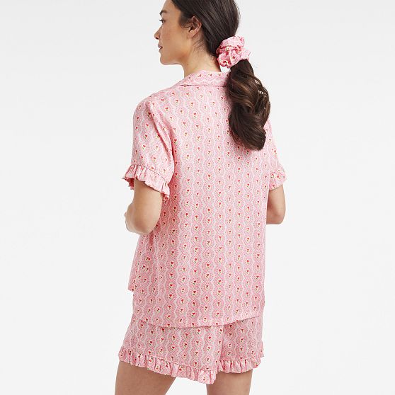 Ruffle Sateen Short Pajamas