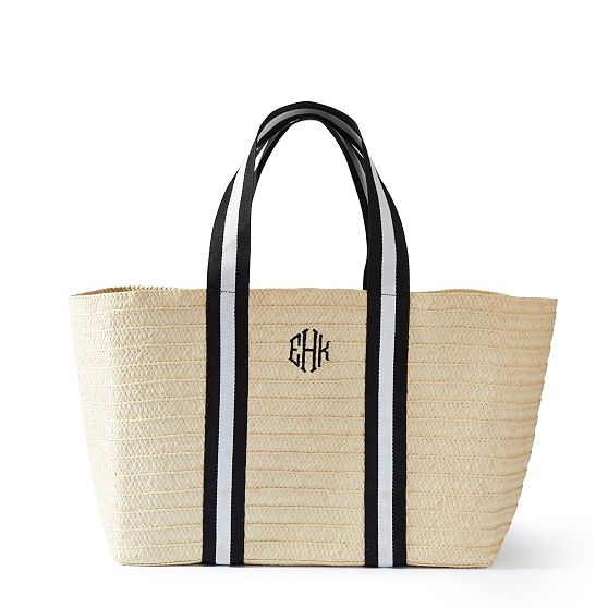 Oversized Ribbon Straw Beach Tote