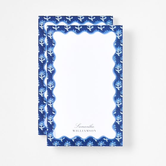 Personalized Block Print Stationery Notepads, Set of 2